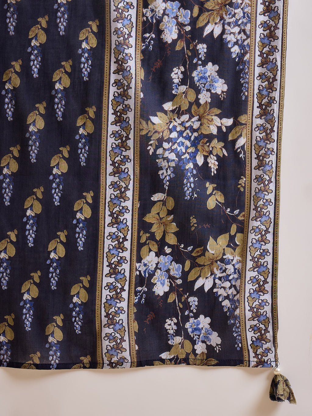 Women Floral Printed Pleated Beads and Stones Kurta with Trousers & Dupatta