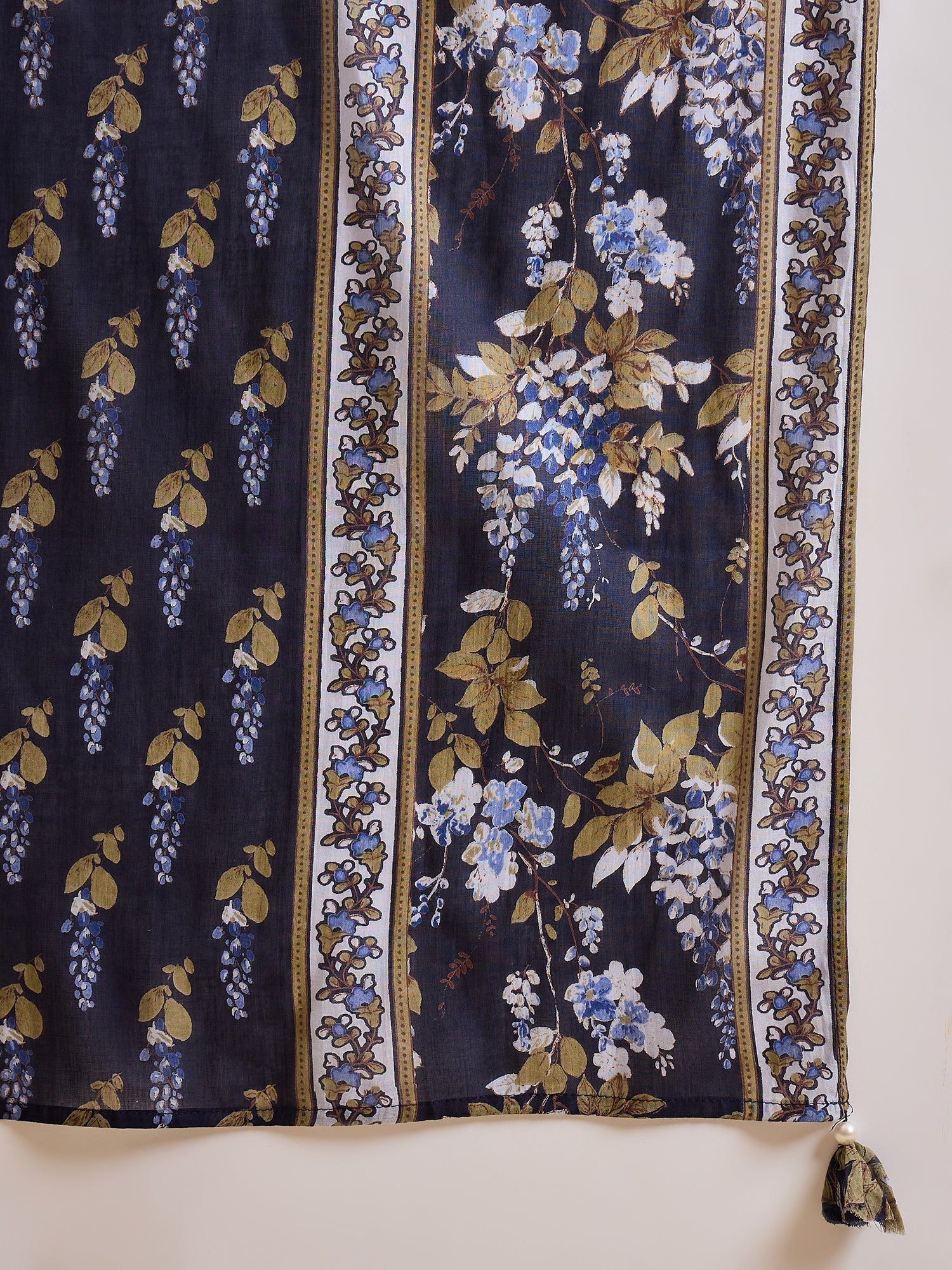 Women Floral Printed Pleated Beads and Stones Kurta with Trousers & Dupatta