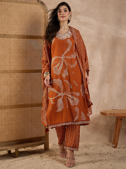 Women Ethnic Motifs Printed Cotton Kurta with Trousers & Dupatta