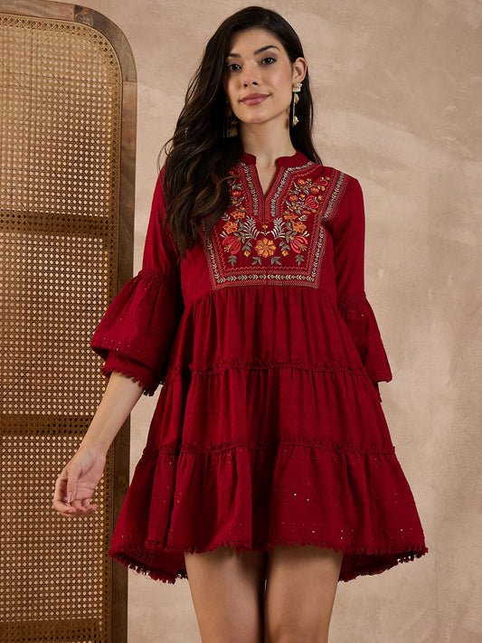 Women Ethnic pure Cotton Dobby Dress