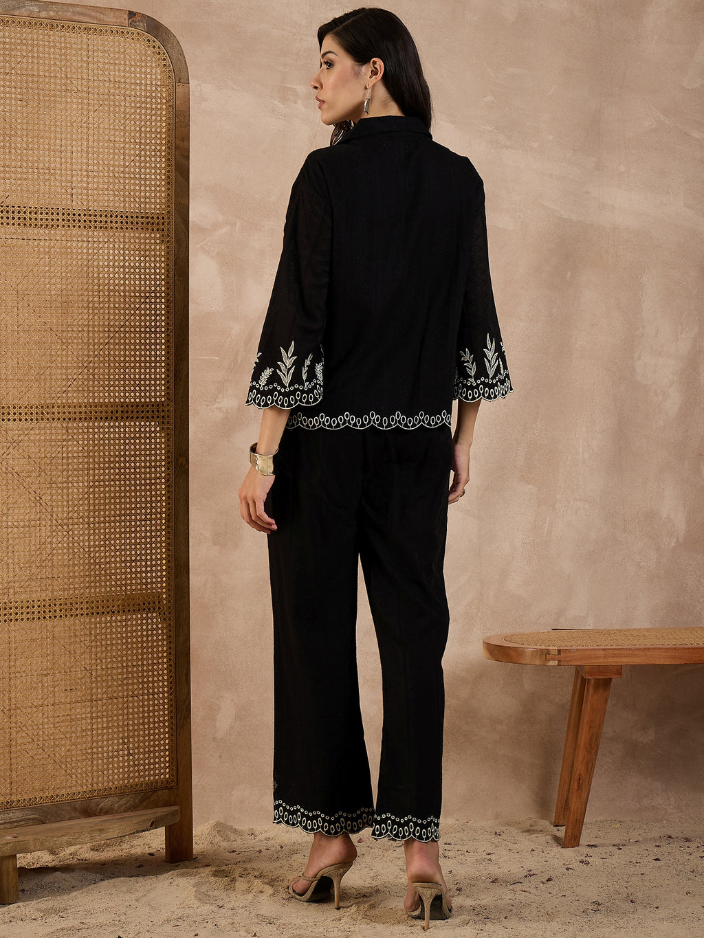 Embroidered Pure Cotton Top & Trousers Co-Ords Set