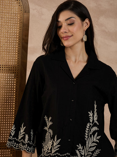 Embroidered Pure Cotton Top & Trousers Co-Ords Set