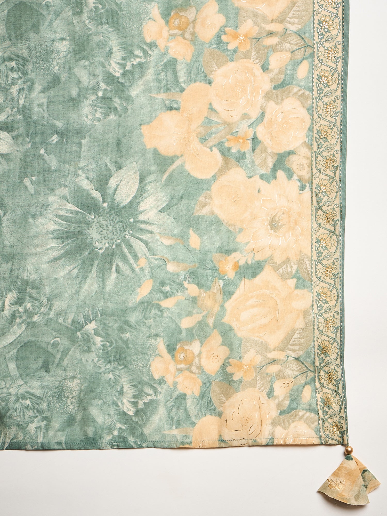 Women Embroidered High Slit Beads and Stones Raw Silk Kurta with Trousers & With Dupatta