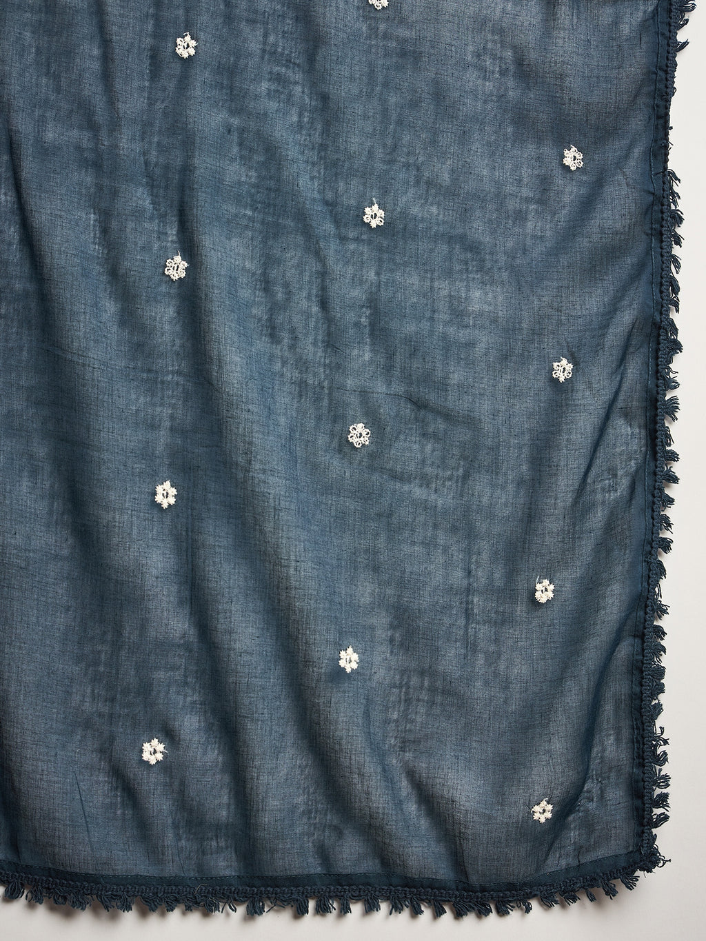 Women Yoke Design Thread Work Pure Cotton Dobby Weave Kurta With Trousers & Dupatta