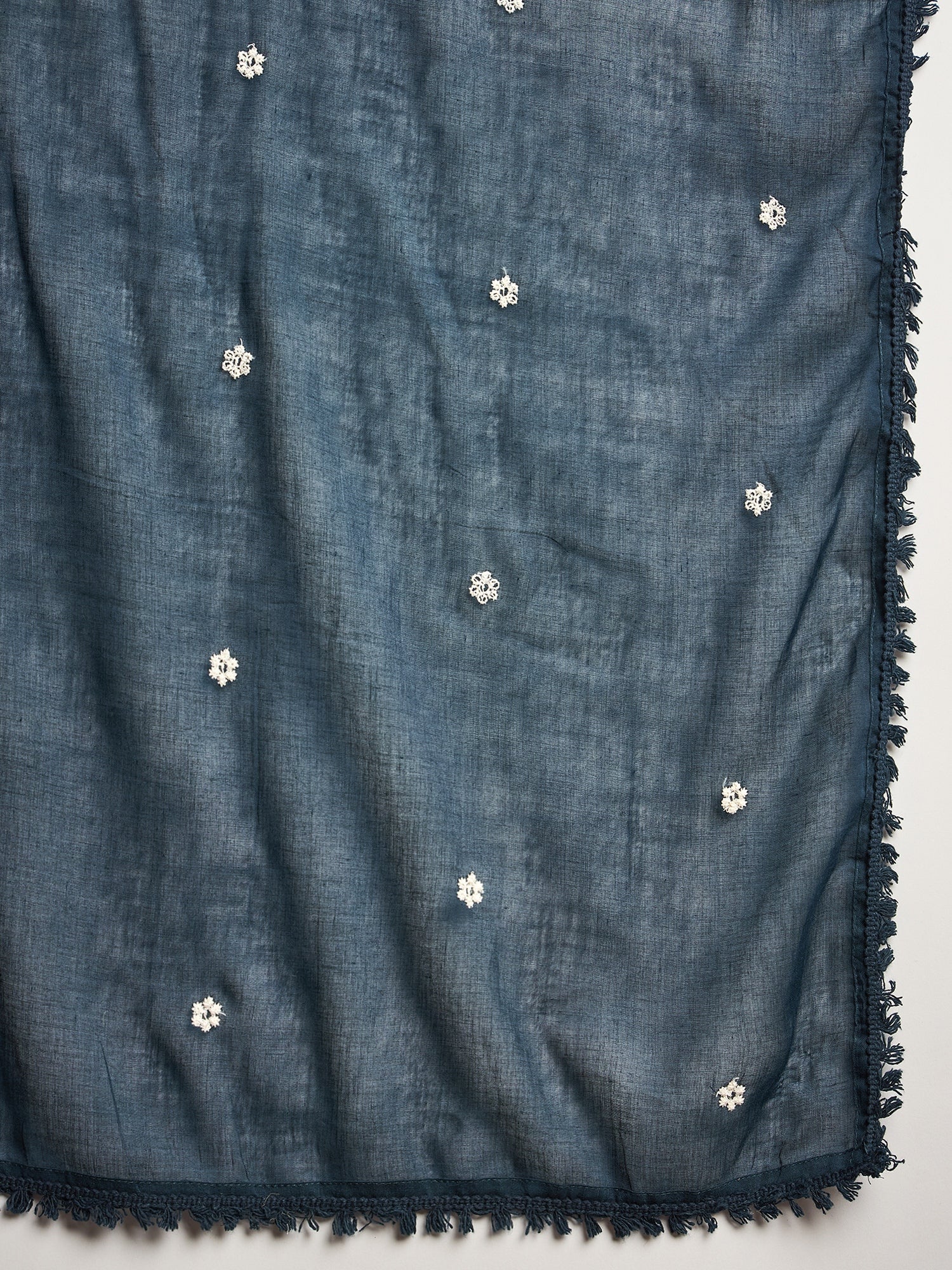 Women Yoke Design Thread Work Pure Cotton Dobby Weave Kurta With Trousers & Dupatta