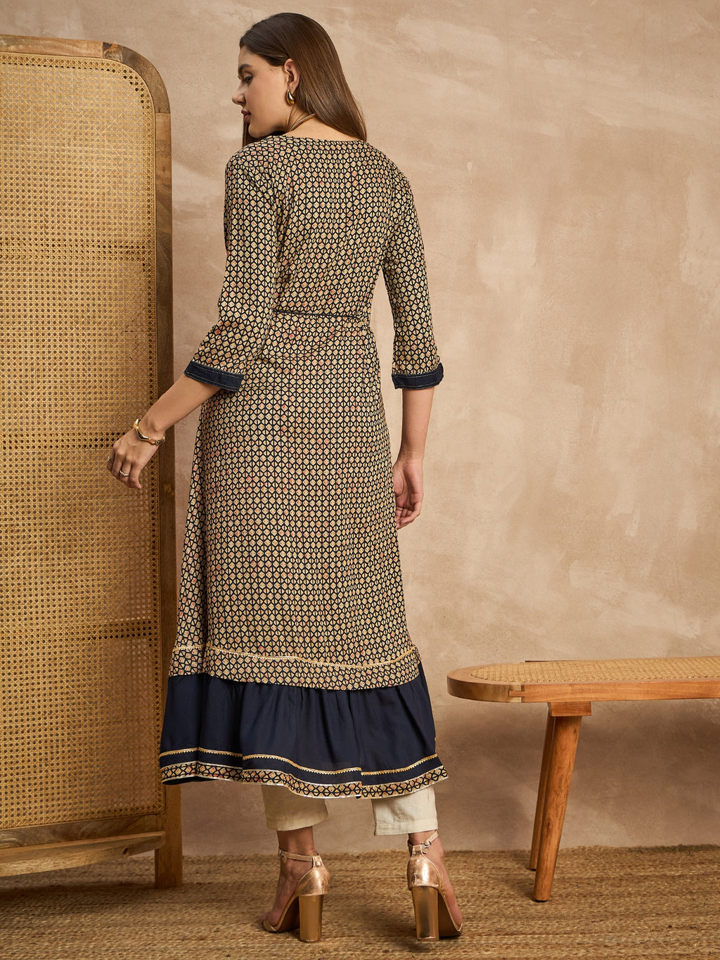 Floral Printed Viscose Rayon Fit & Flare Midi Dress