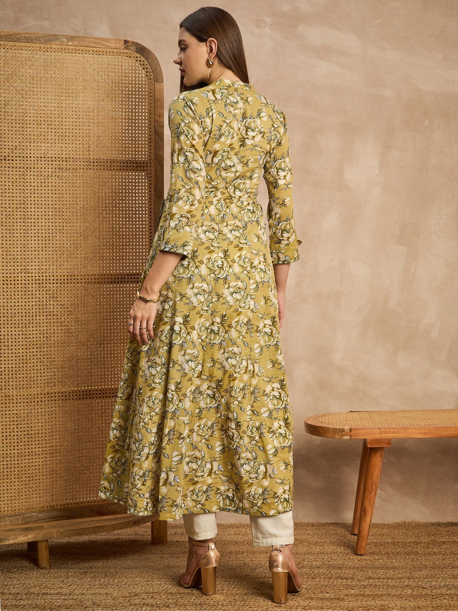 Women Floral Embellished Maxi Ethnic Dress