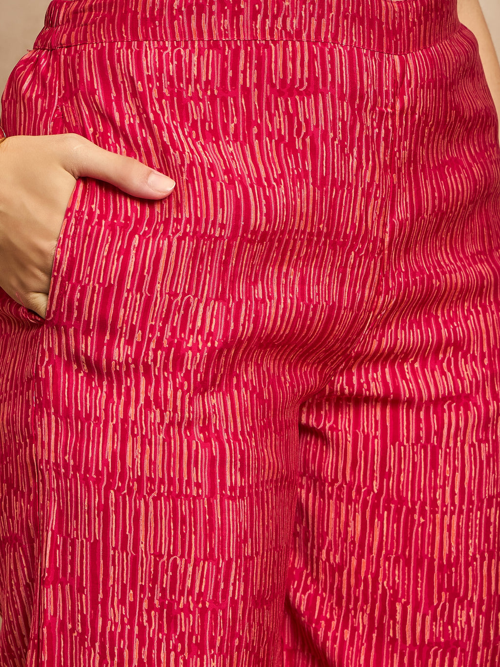 Women Ethnic Motifs Embroidered High Slit Beads and Stones Raw Silk Kurta with Trousers & With Dupatta