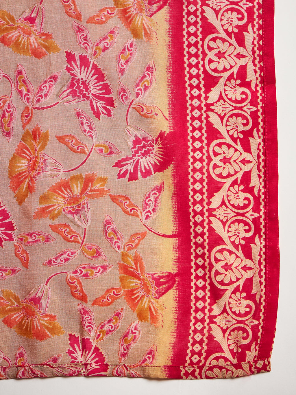 Women Ethnic Motifs Embroidered High Slit Beads and Stones Raw Silk Kurta with Trousers & With Dupatta