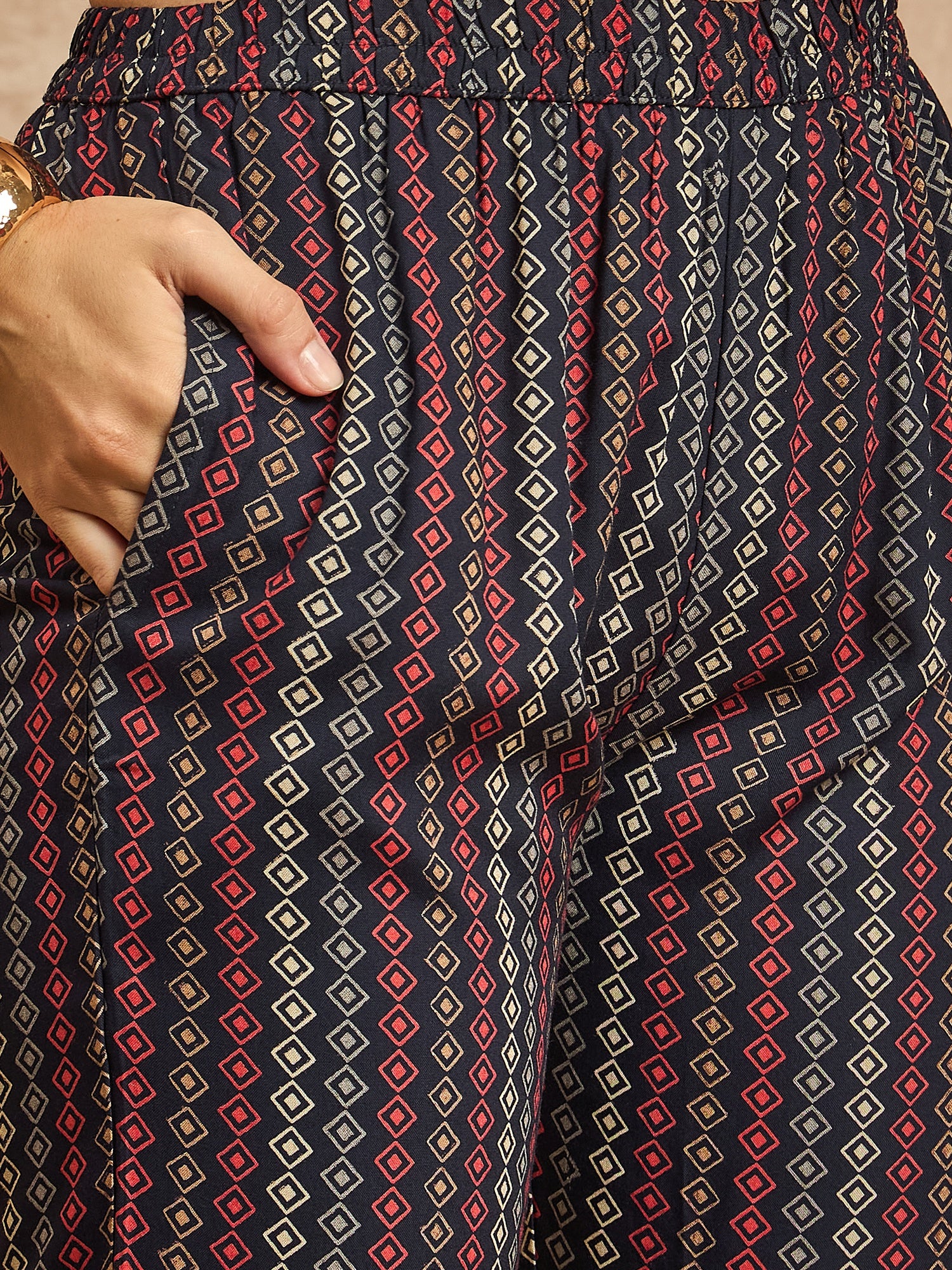 Women Floral Embroidered High Slit Mirror Work Kurta with Trousers & With Dupatta