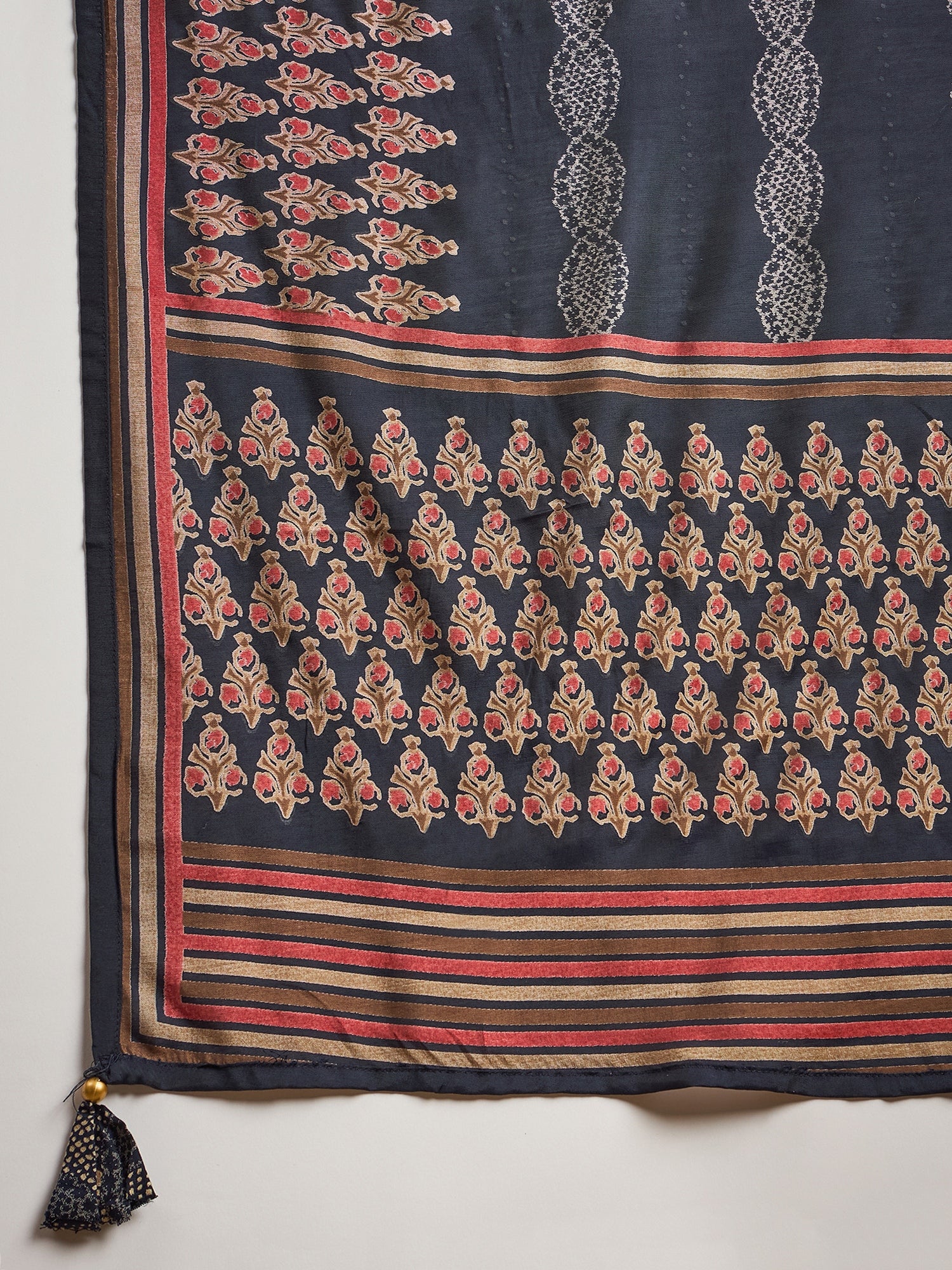 Women Floral Embroidered High Slit Mirror Work Kurta with Trousers & With Dupatta