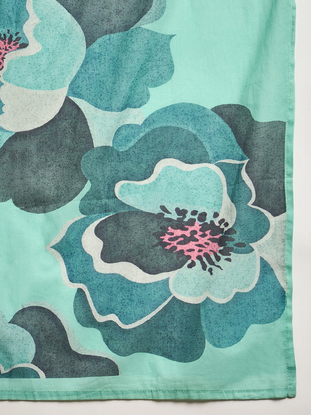 Women Floral Printed Thread Work Pure Cotton Straight Kurta with Trousers & Dupatta