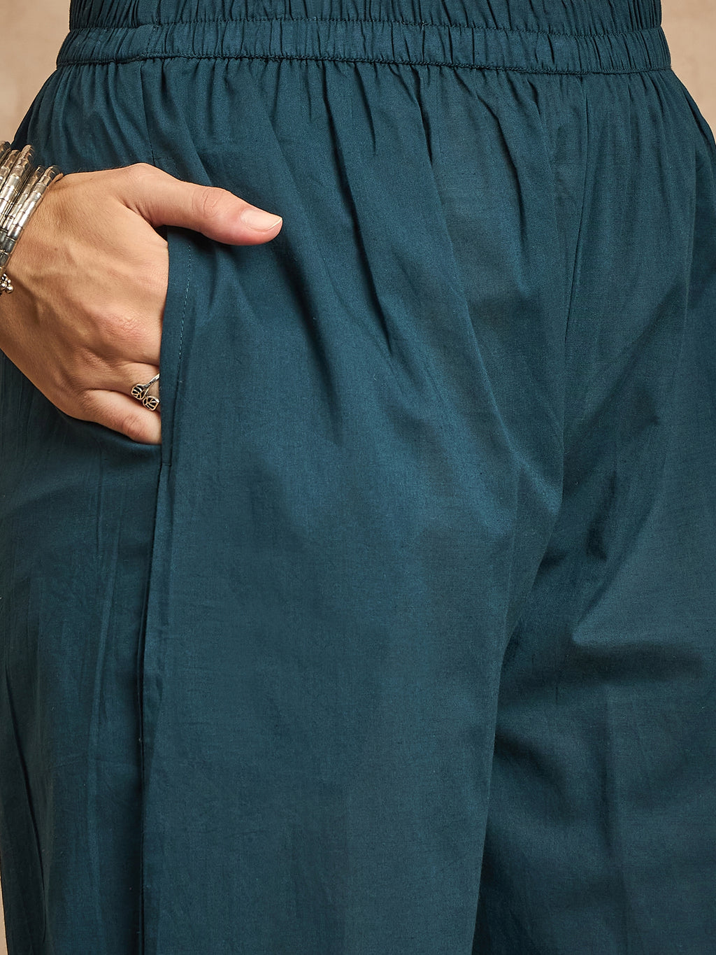 Women Floral Printed Thread Work Pleated Anarkali Kurta with Trousers & Dupatta