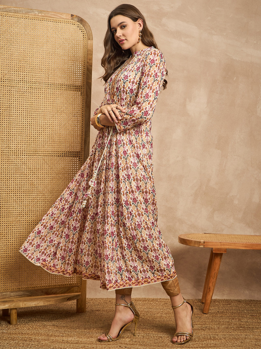 Floral Print Halter Neck Maxi Dress