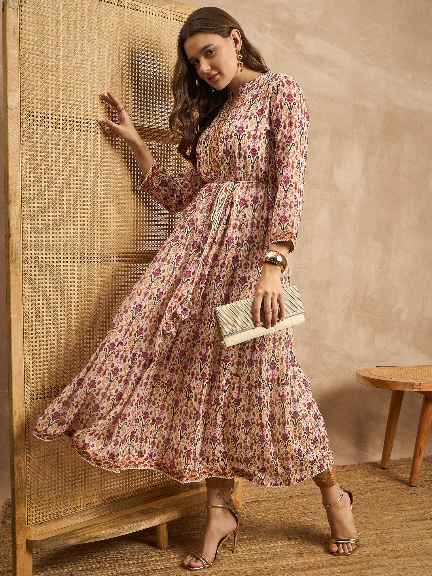 Floral Print Halter Neck Maxi Dress