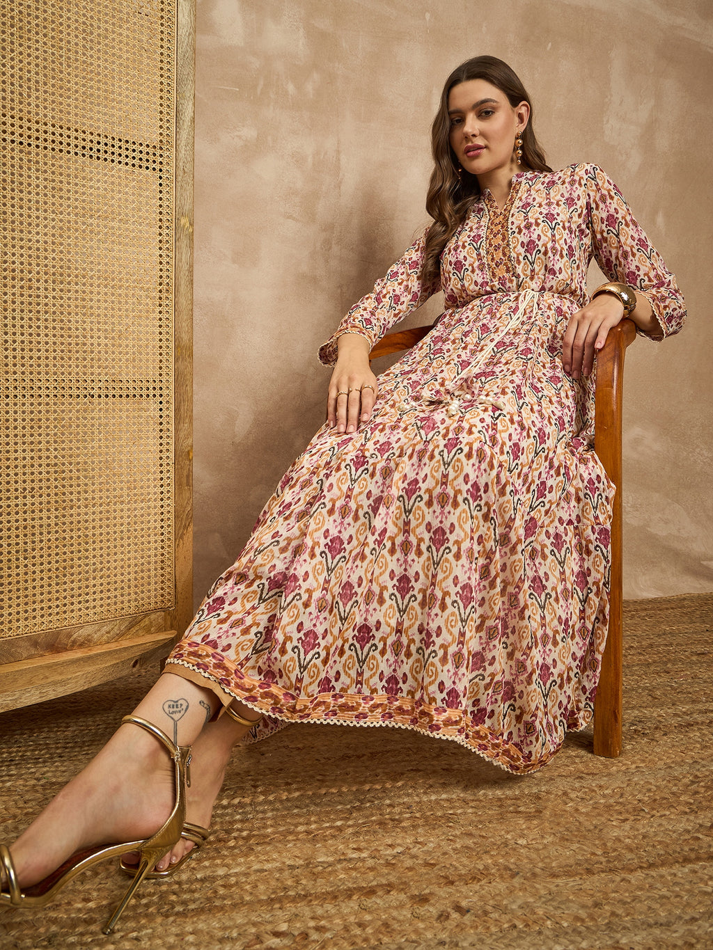 Floral Print Halter Neck Maxi Dress