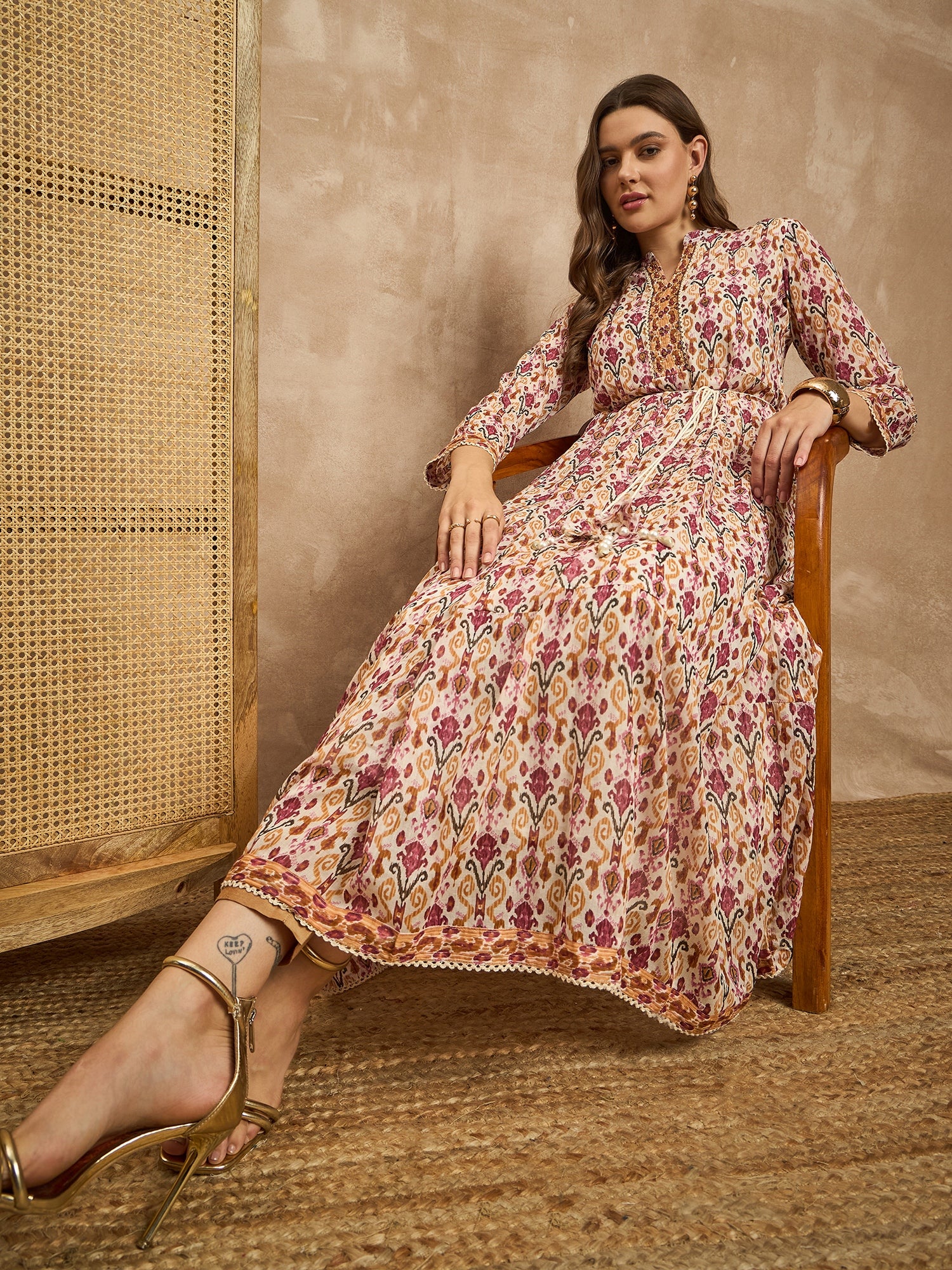 Floral Print Halter Neck Maxi Dress