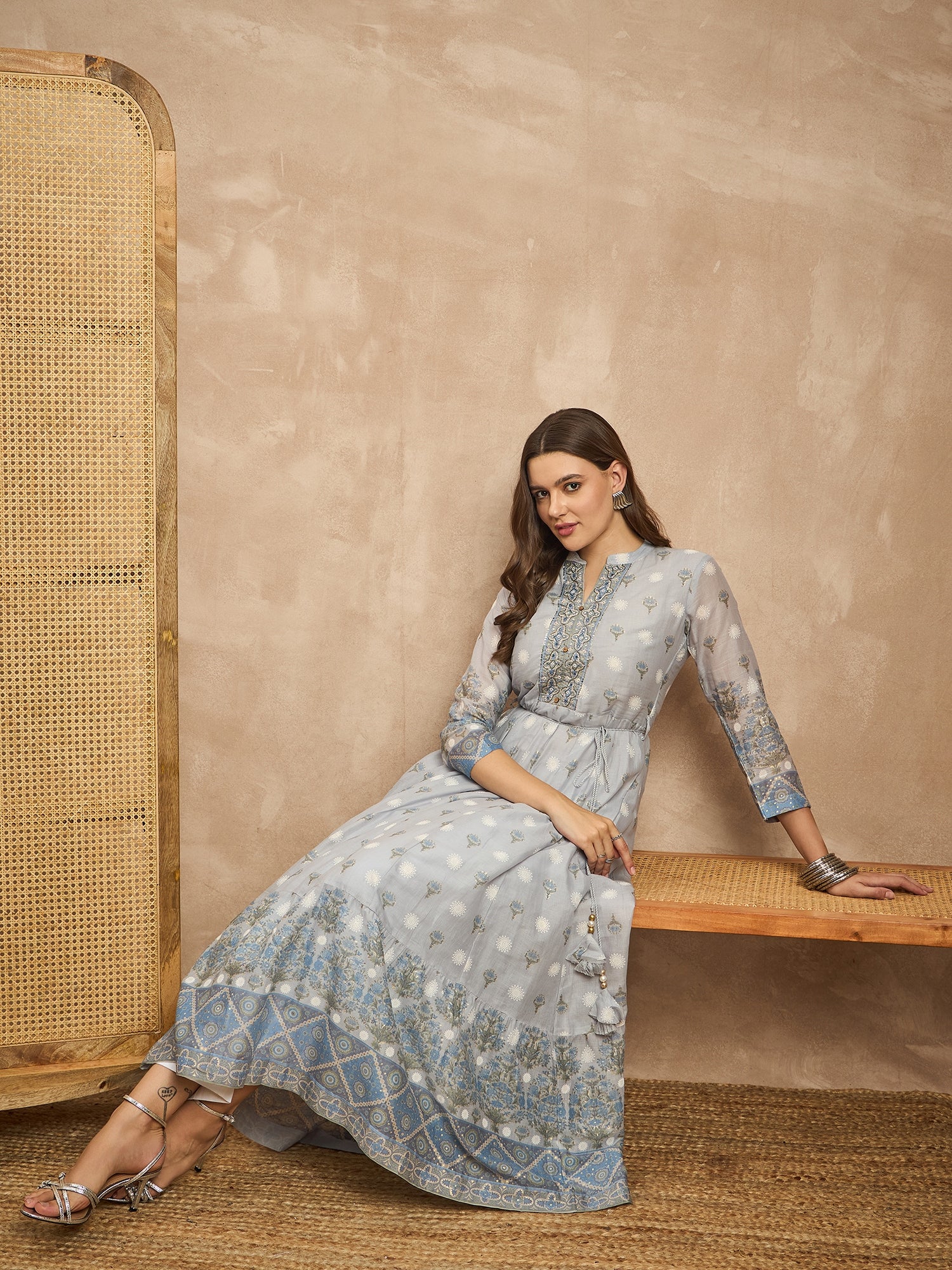 Ethnic Motifs Print Maxi Dress