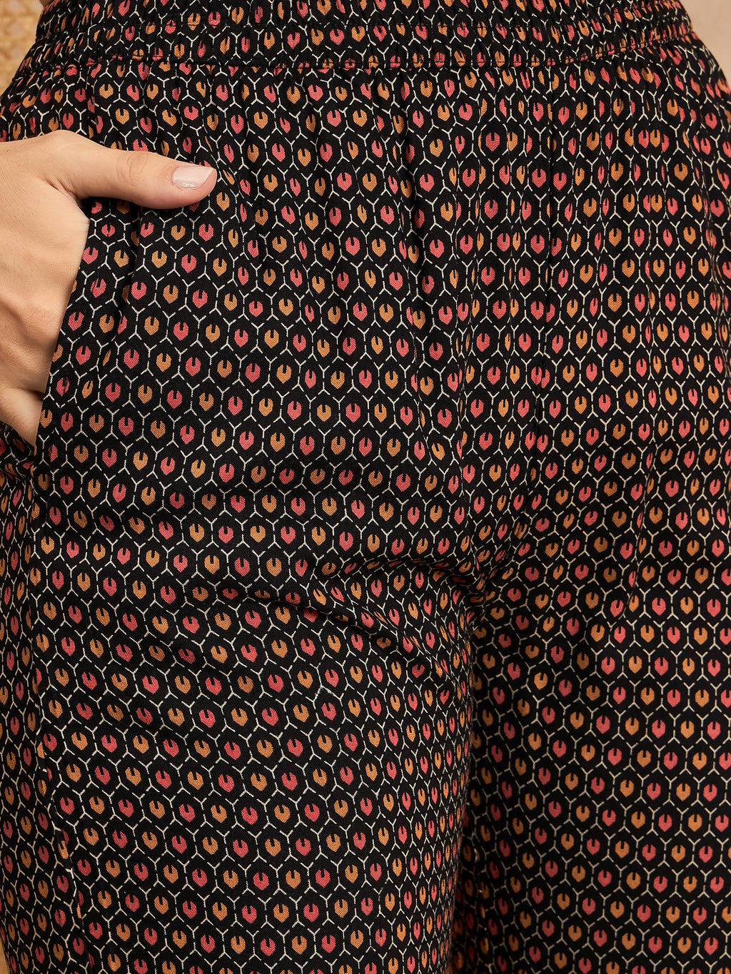 Floral Printed V-Neck Thread Work Pleated A-Line Kurta With Trousers & Dupatta