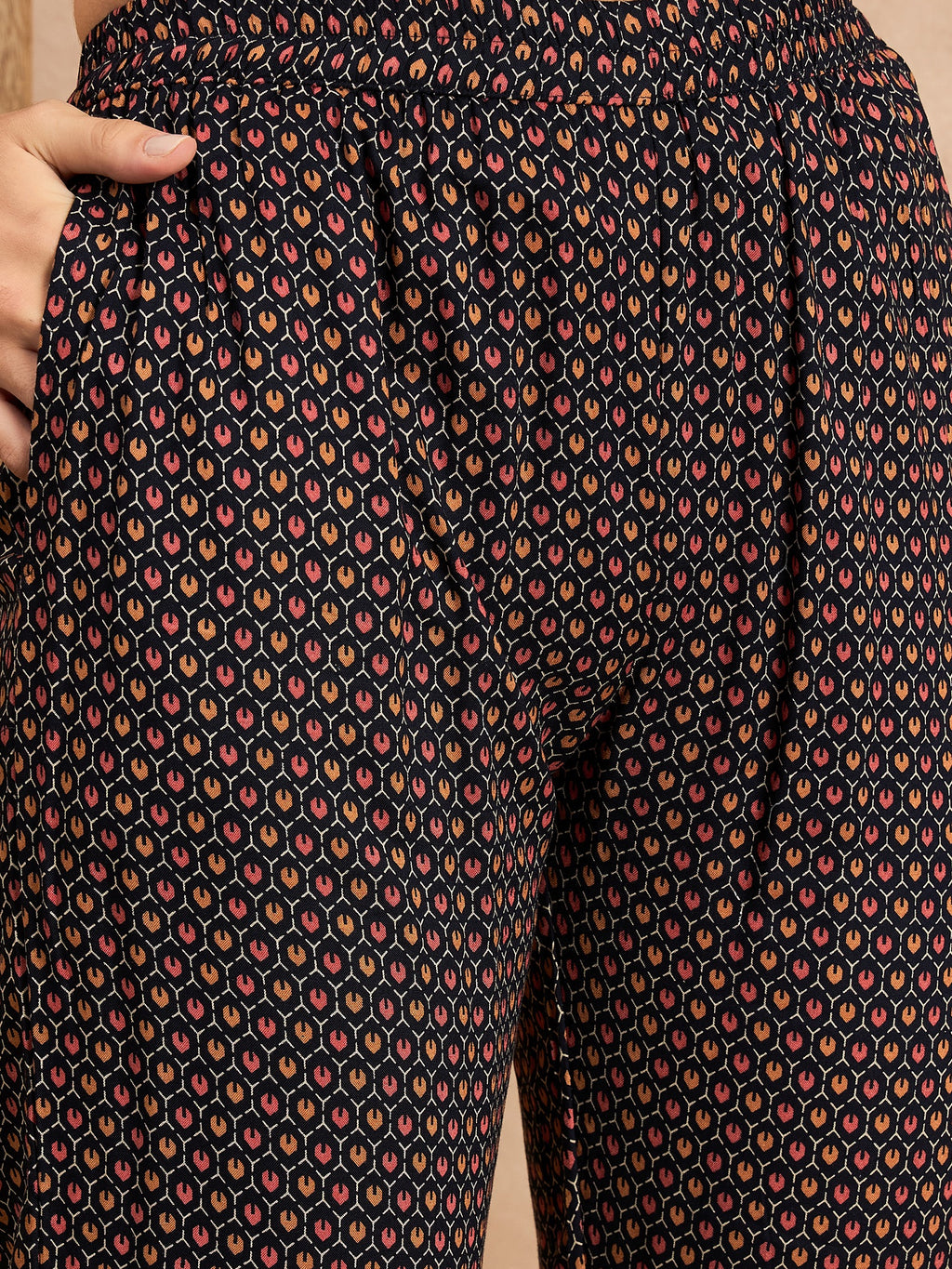 Ethnic Motifs Printed Pleated Mirror Work A-Line Kurta with Trousers & Dupatta