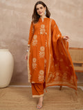 Women Ethnic Motifs Printed Regular Pure Cotton Kurta with Trousers & With Dupatta