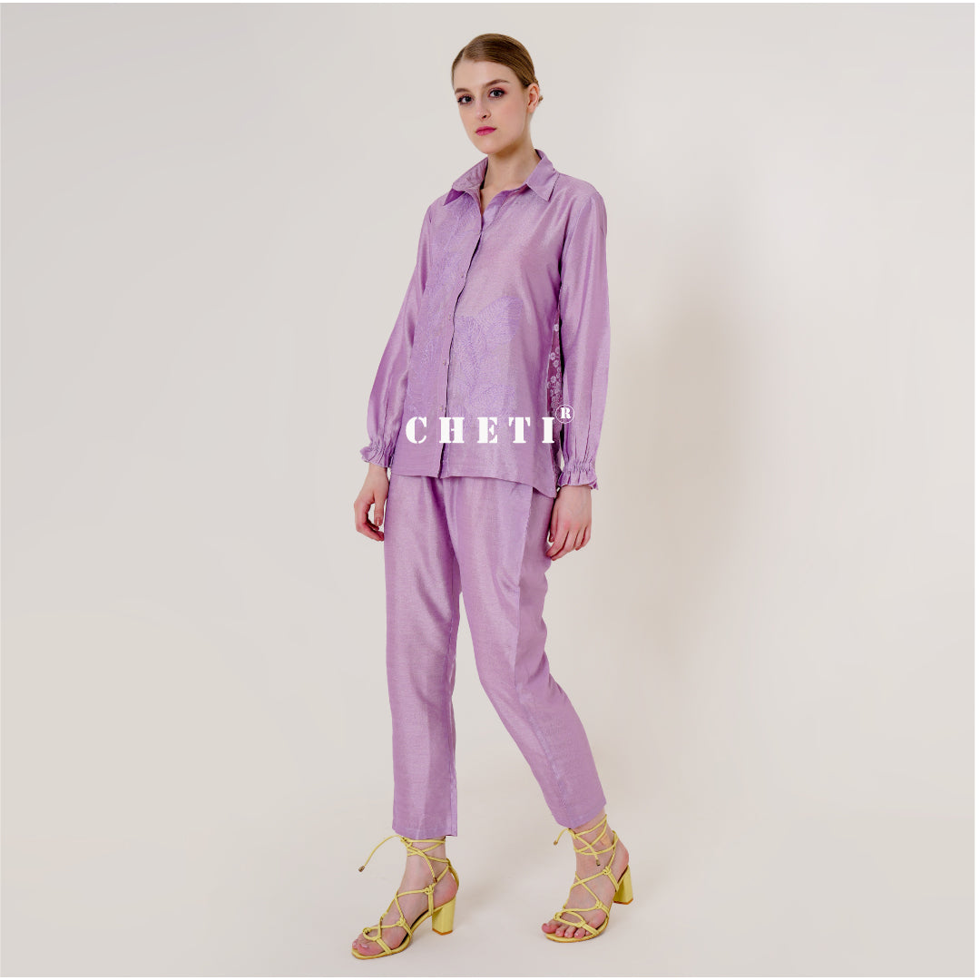 Purple Emboidery Co-ord Set