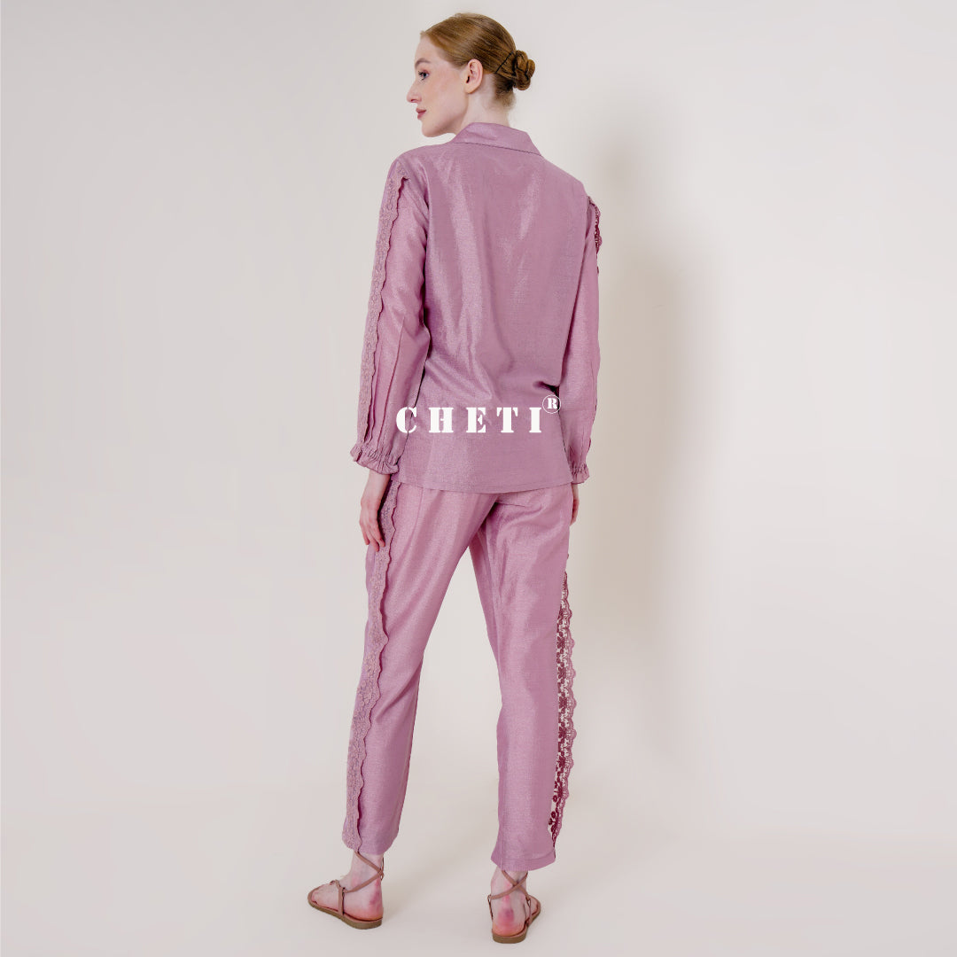 Lavender Emboidery Co-ord Set