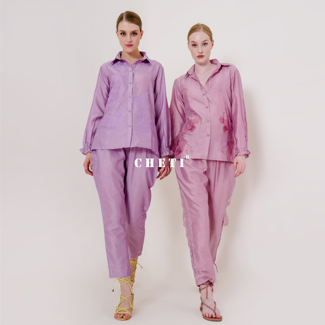 Lavender Emboidery Co-ord Set