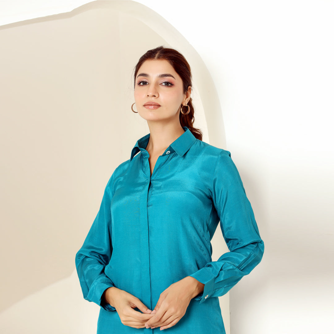 Jade Blue Voile Shirt