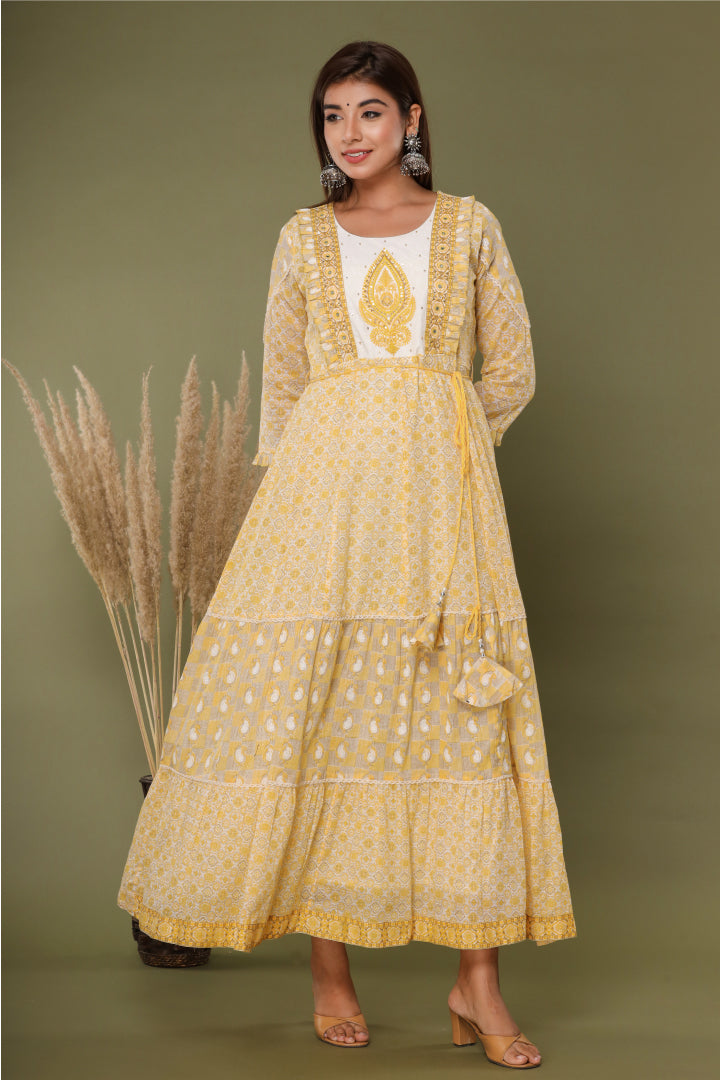 Mustard Paisley Long Dress