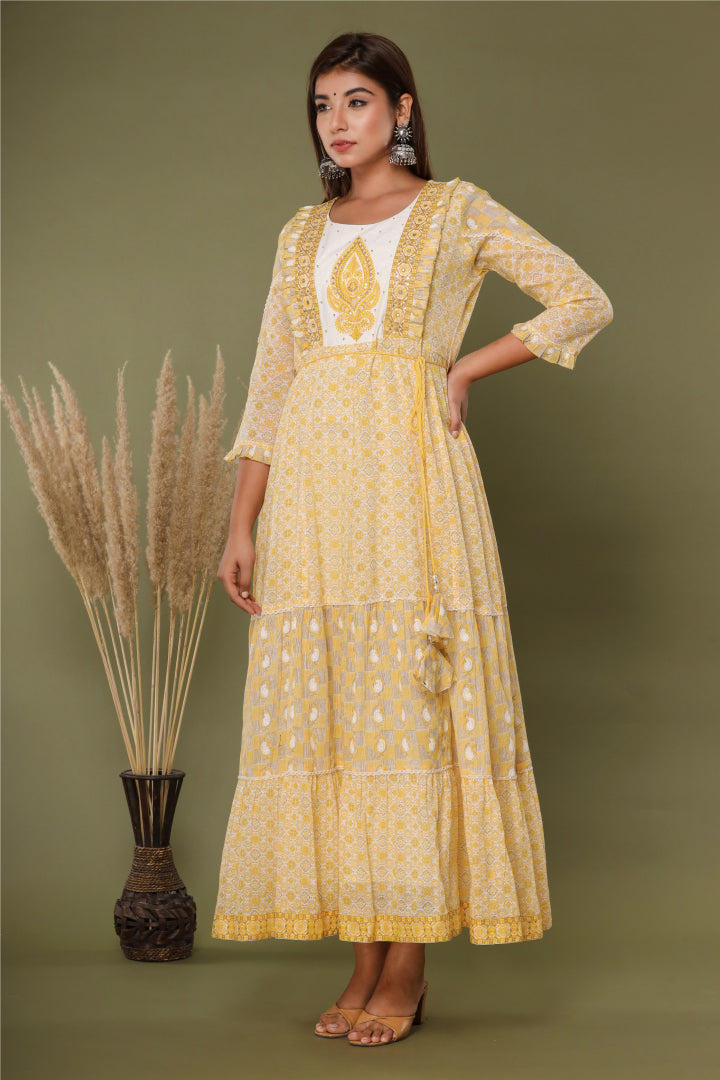 Mustard Paisley Long Dress