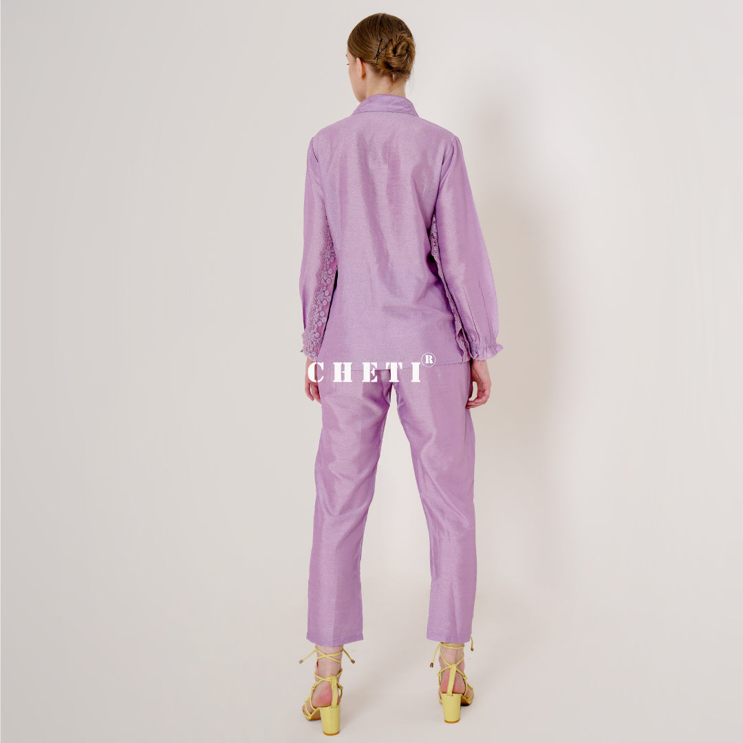 Purple Emboidery Co-ord Set