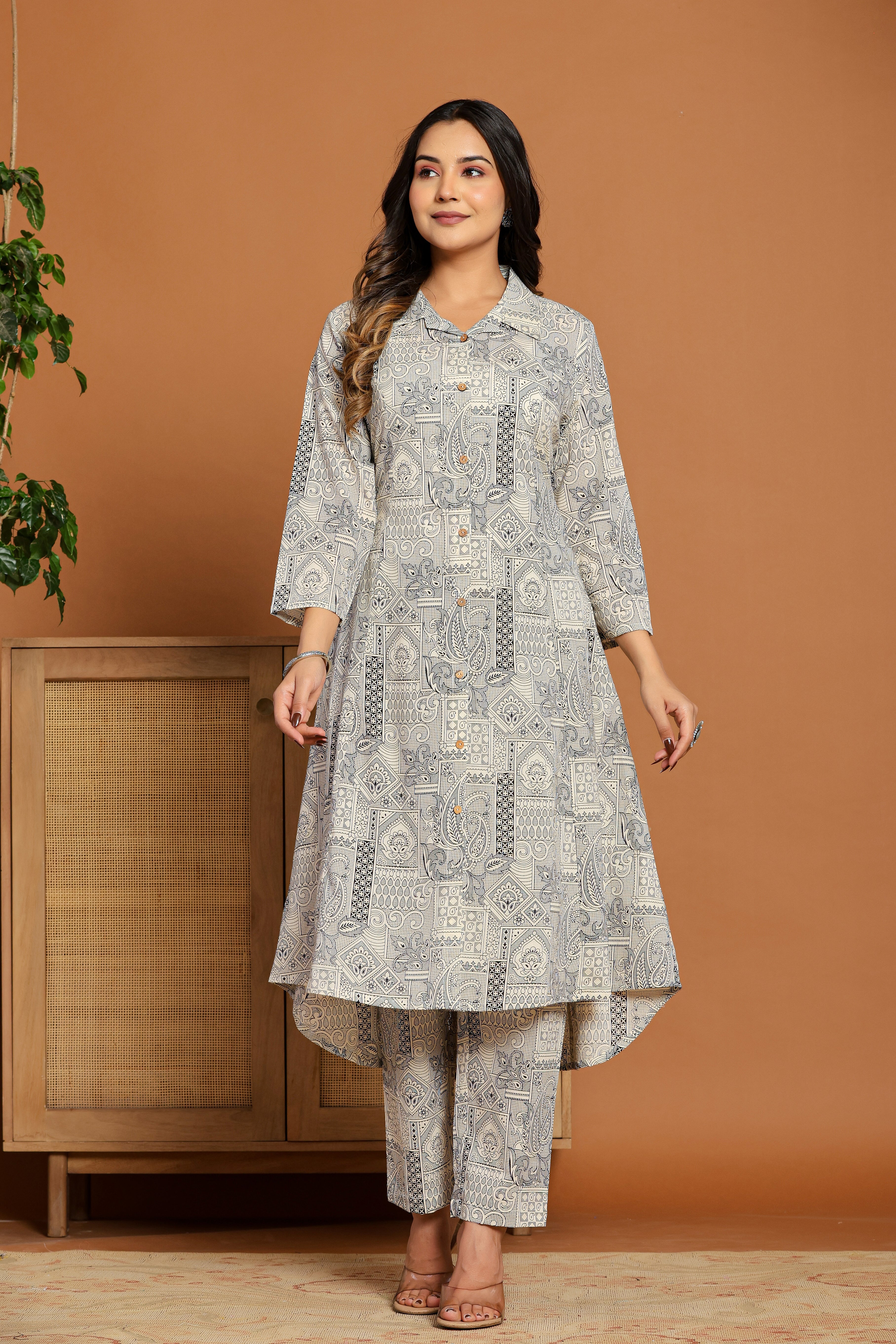 Printed Pure Cotton Tunic With Trousers Co-Ords