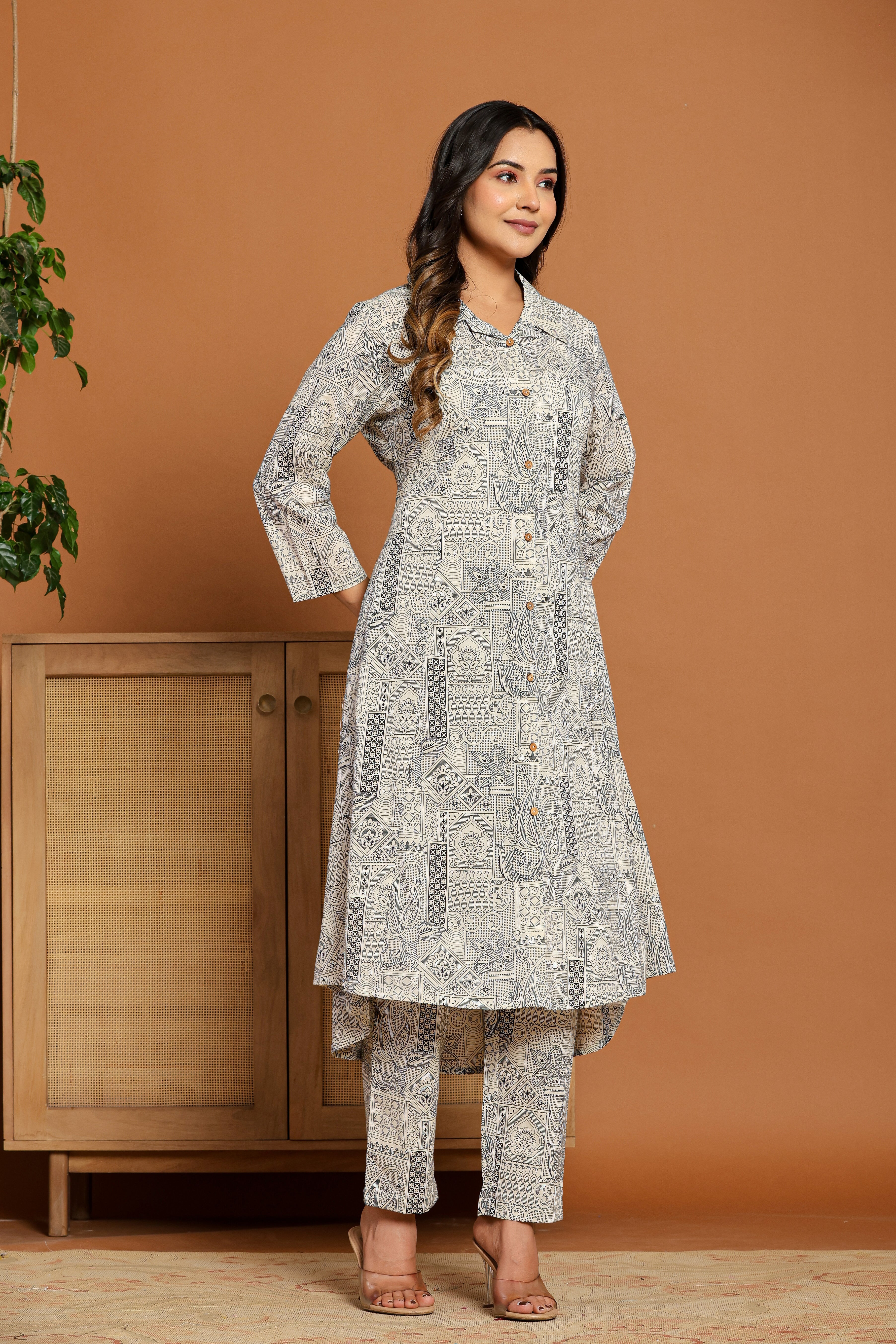 Printed Pure Cotton Tunic With Trousers Co-Ords