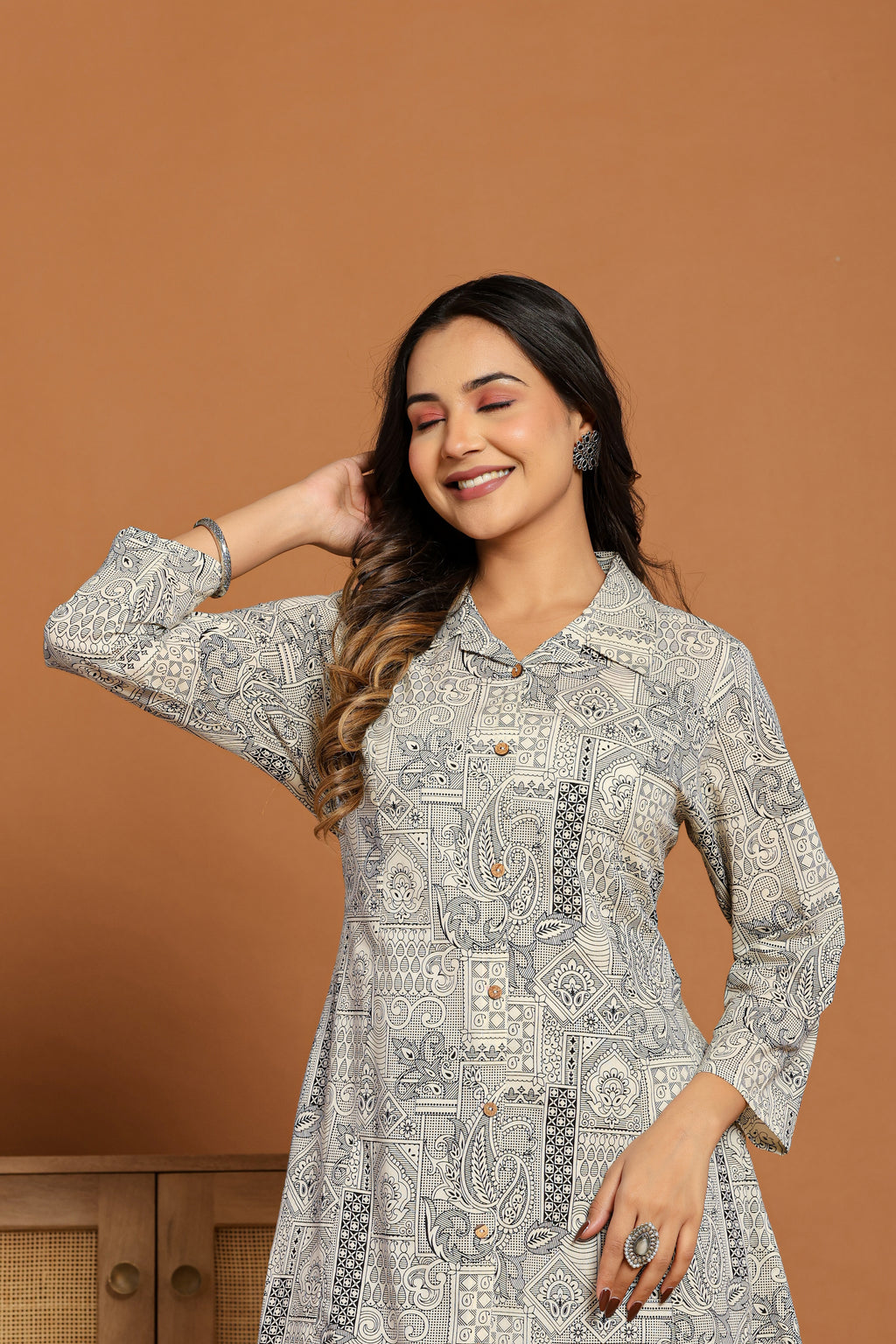 Printed Pure Cotton Tunic With Trousers Co-Ords