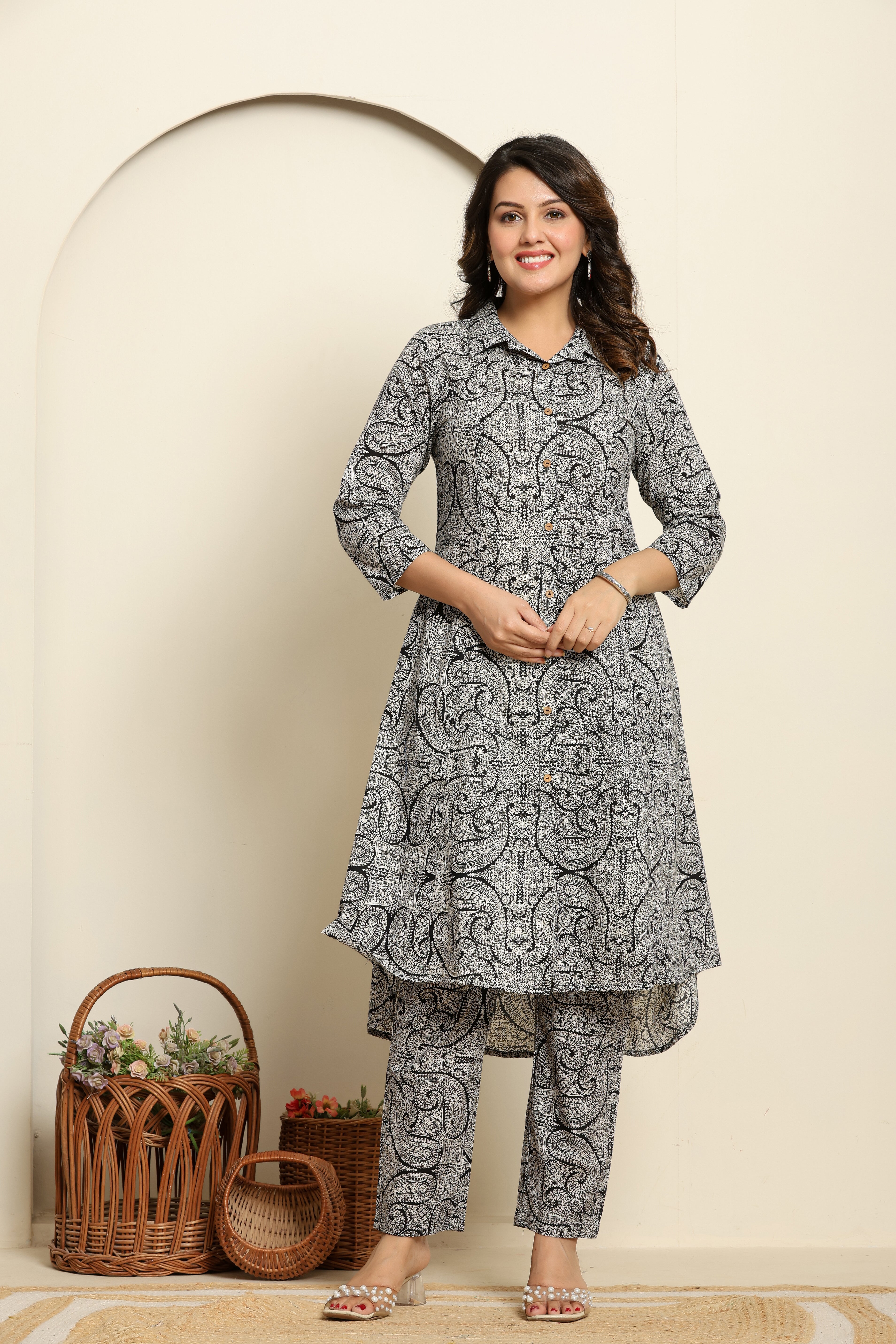 Printed Pure Cotton Tunic With Trousers Co-Ords