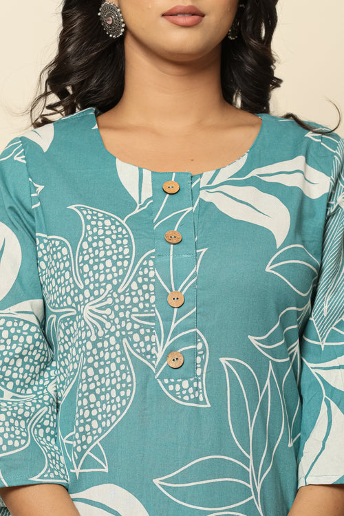 Floral Printed Tunic With Trousers Co-Ords