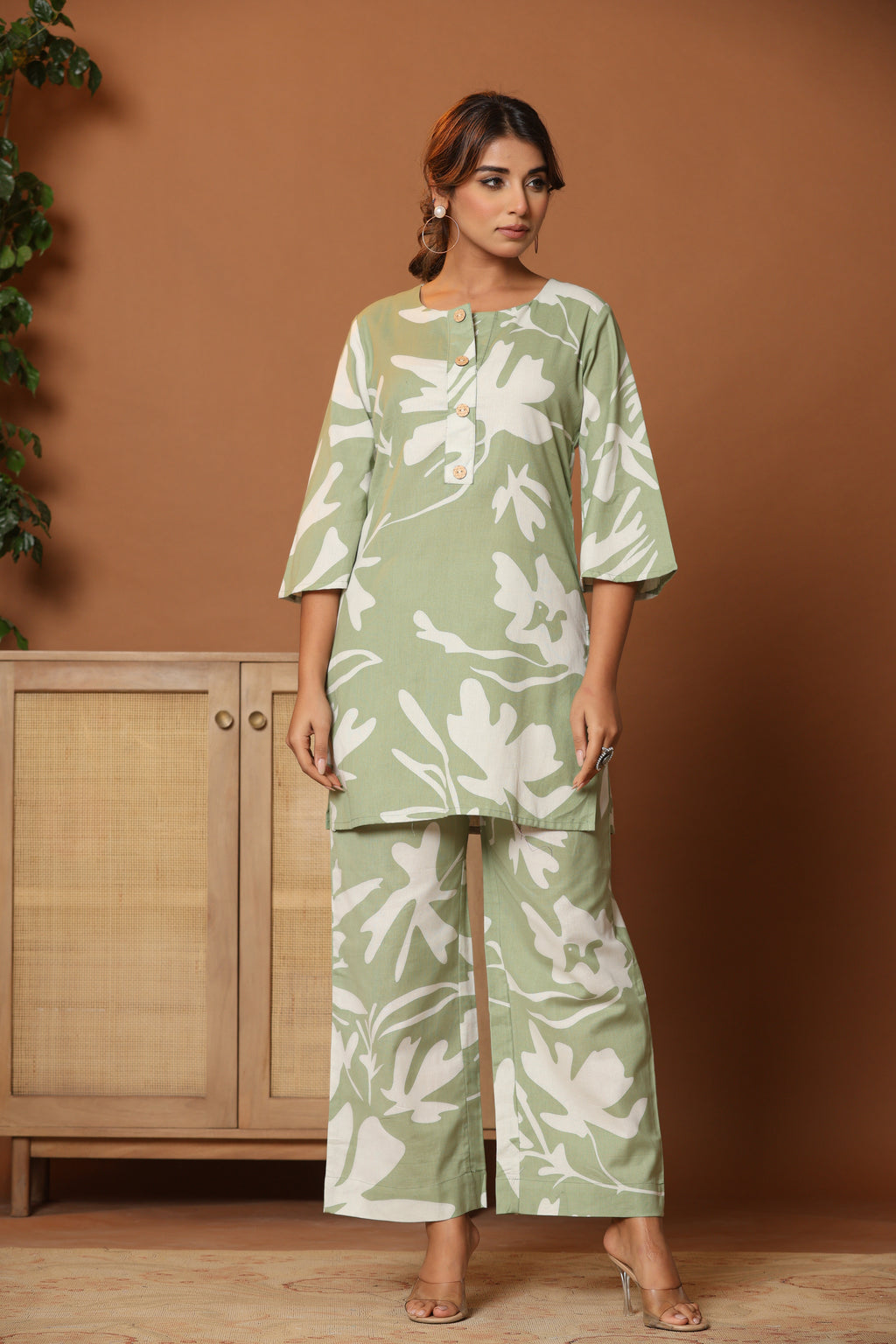 Floral Printed Tunic With Trousers Co-Ords