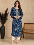 Floral Printed Thread Work Thread Work Kurti