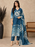 Women Dyed Regular Pure Cotton Kurta with Trousers & With Dupatta