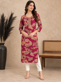 Botanical Printed Thread Work Thread Work Kurti