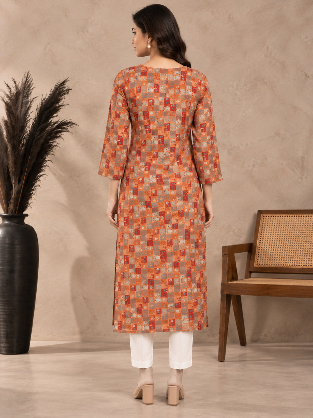 Geometric Printed Thread Work Thread Work Kurti