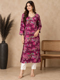 Floral Printed V-Neck Kurti