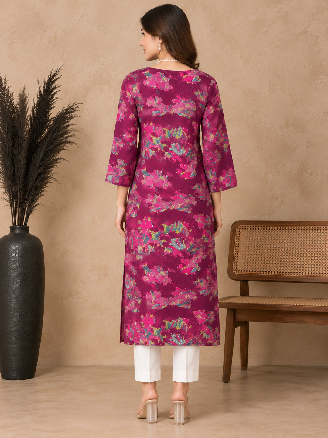 Floral Printed V-Neck Kurti