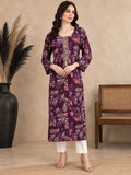 Floral Printed Round Neck Straight Kurta
