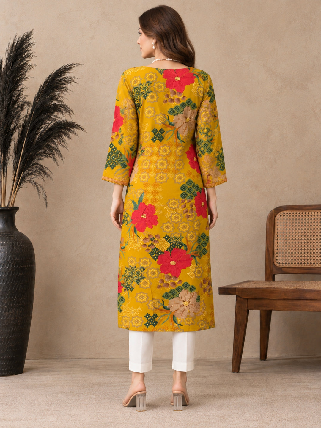 Floral Printed Thread Work Thread Work Kurti
