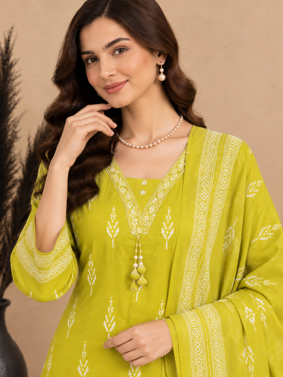 Women Ethnic Motifs Printed Regular Pure Cotton Kurta with Palazzos & With Dupatta