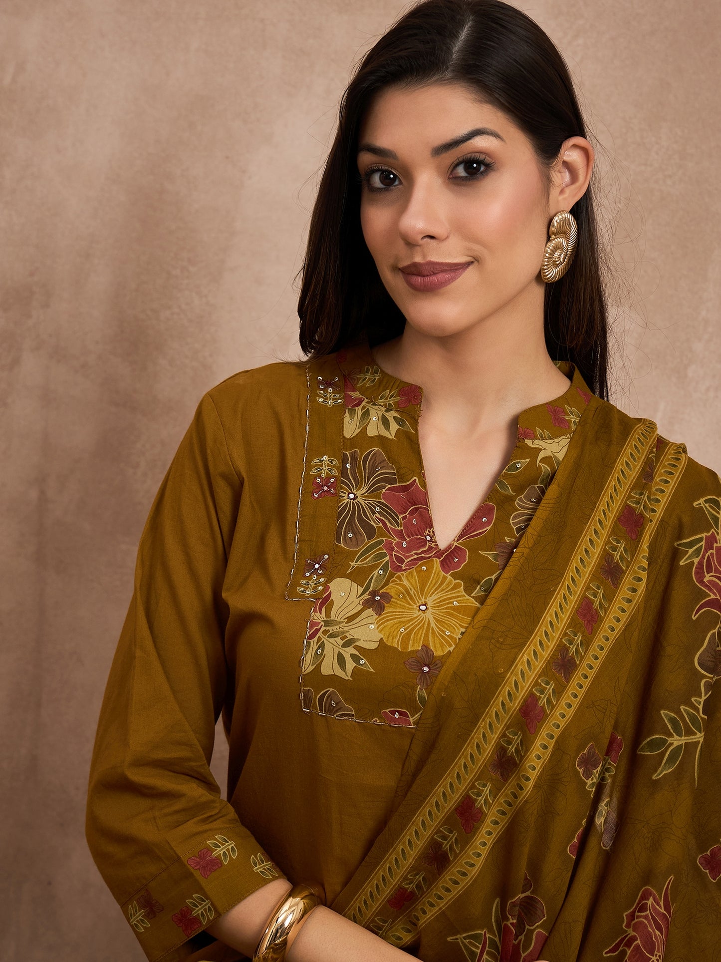 Women Ethnic Motifs Printed Pure Cotton Kurta with Trouser & Dupatta