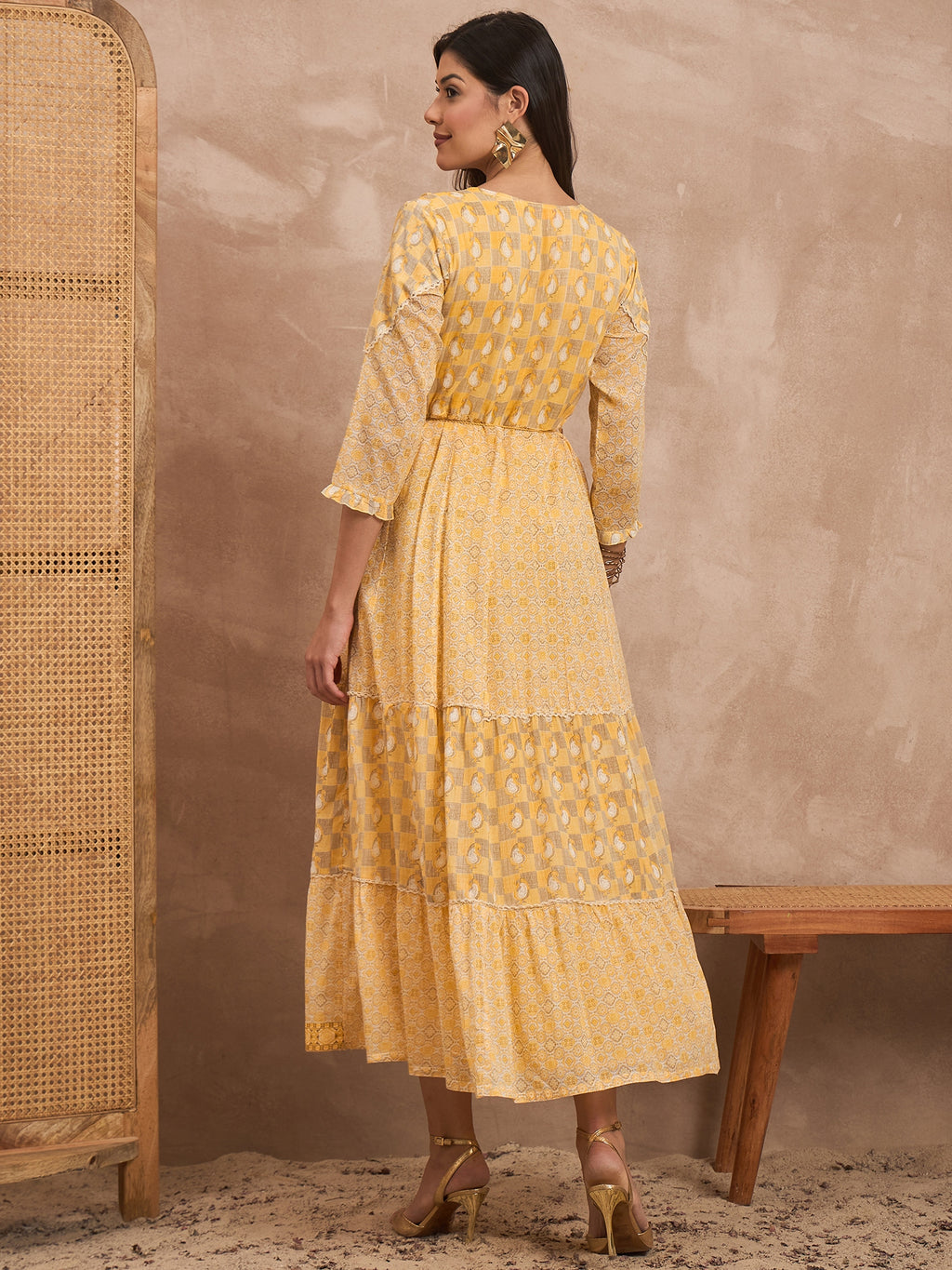 Printed Organic Cotton Fit & Flare Midi Dress