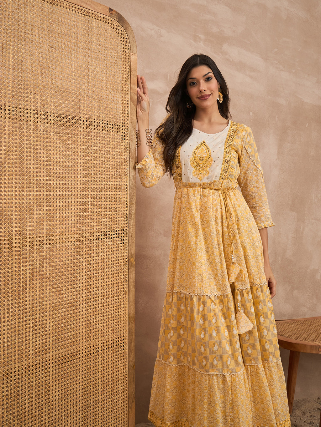 Printed Organic Cotton Fit & Flare Midi Dress